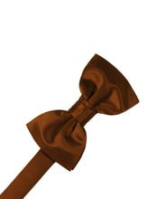 Load image into Gallery viewer, Cardi Pre-Tied Cognac Luxury Satin Bow Tie