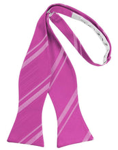 Load image into Gallery viewer, Cardi Self Tie Fuchsia Striped Satin Bow Tie