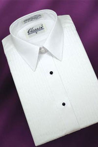 Classic Collection "Karen" Women's White Pleated Laydown Tuxedo Shirt