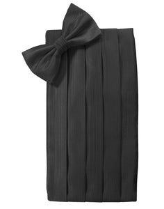 Cristoforo Cardi Black Faille Silk Cummerbund & Bow Tie Set