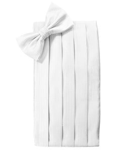 Cristoforo Cardi White Faille Silk Cummerbund & Bow Tie Set
