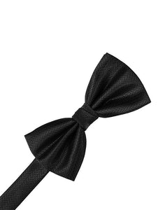 Cardi Black Herringbone Bow Tie