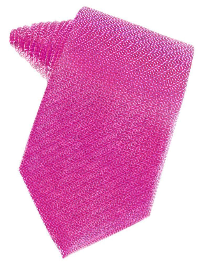 Cardi Self Tie Fuchsia Herringbone Necktie
