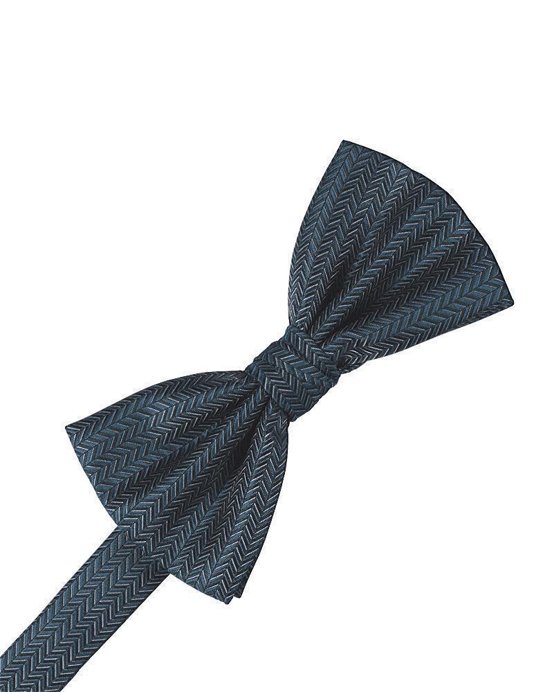 Cardi Haze Blue Herringbone Bow Tie