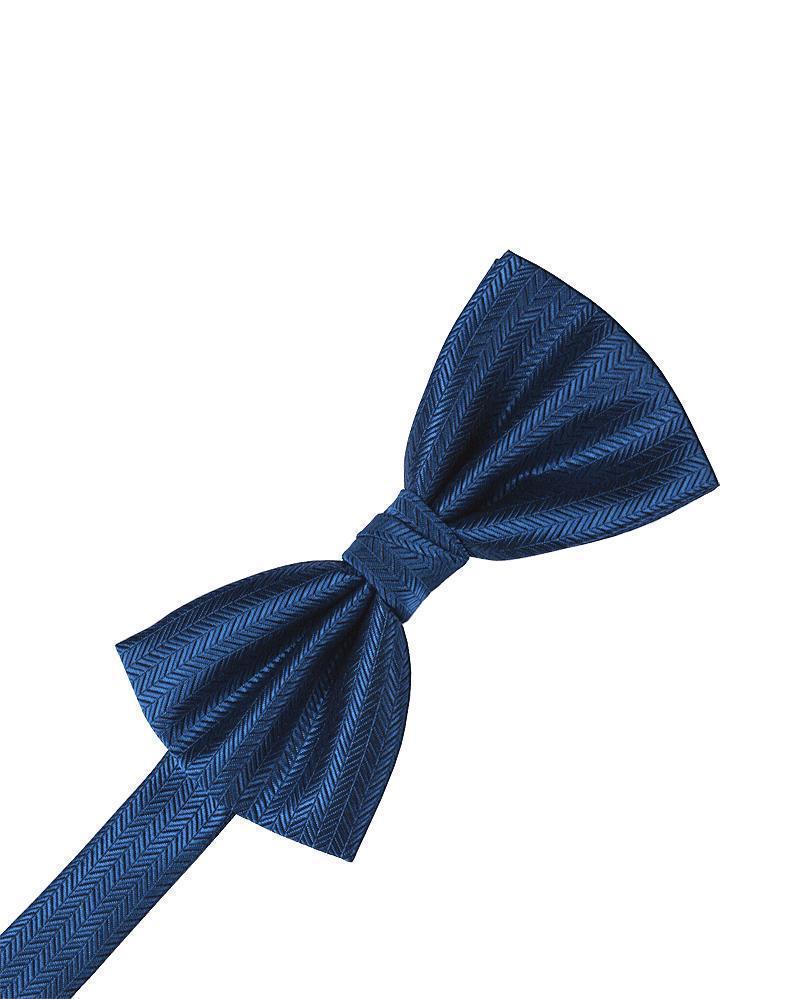 Cardi Sapphire Herringbone Bow Tie