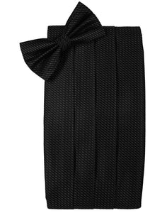 Cristoforo Cardi Black Silk Weave Cummerbund & Bow Tie Set