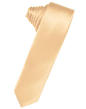 Load image into Gallery viewer, Cardi Self Tie Apricot Luxury Satin Skinny Necktie