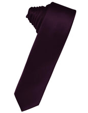 Load image into Gallery viewer, Cardi Self Tie Berry Luxury Satin Skinny Necktie