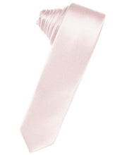 Load image into Gallery viewer, Cardi Self Tie Blush Luxury Satin Skinny Necktie