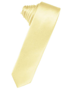 Cardi Self Tie Canary Luxury Satin Skinny Necktie