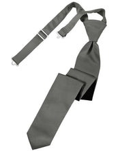 Load image into Gallery viewer, Cardi Pre-Tied Charcoal Luxury Satin Skinny Necktie