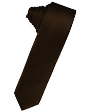 Load image into Gallery viewer, Cardi Self Tie Chocolate Luxury Satin Skinny Necktie