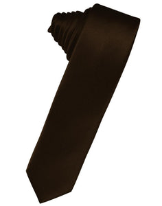 Cardi Self Tie Chocolate Luxury Satin Skinny Necktie
