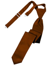 Load image into Gallery viewer, Cardi Pre-Tied Cognac Luxury Satin Skinny Necktie