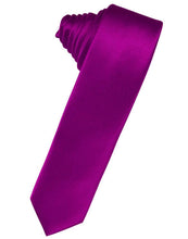 Load image into Gallery viewer, Cardi Self Tie Fuchsia Luxury Satin Skinny Necktie