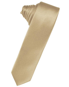 Cardi Self Tie Golden Luxury Satin Skinny Necktie