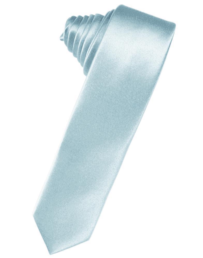 Cardi Self Tie Light Blue Luxury Satin Skinny Necktie