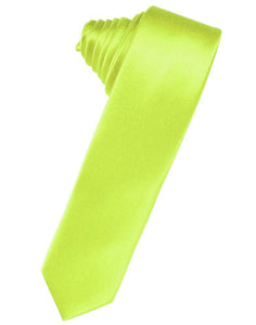 Cardi Self Tie Lime Luxury Satin Skinny Necktie