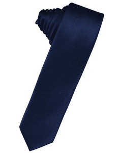 Cardi Self Tie Marine Luxury Satin Skinny Necktie