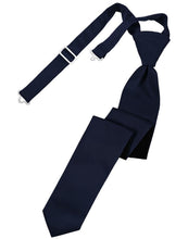 Load image into Gallery viewer, Cardi Pre-Tied Midnight Blue Luxury Satin Skinny Necktie