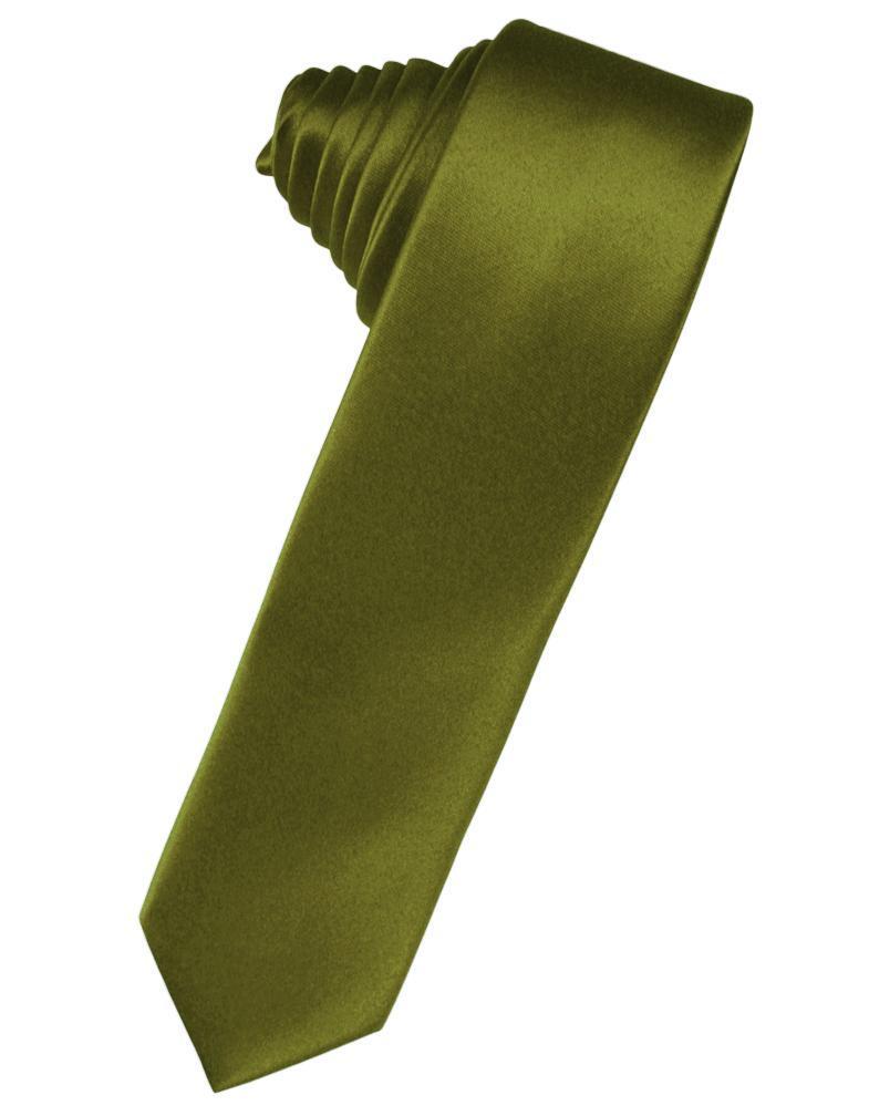 Cardi Self Tie Moss Luxury Satin Skinny Necktie