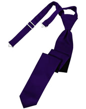 Load image into Gallery viewer, Cardi Pre-Tied Purple Luxury Satin Skinny Necktie