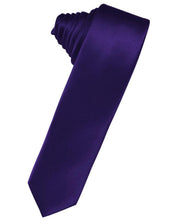 Load image into Gallery viewer, Cardi Self Tie Purple Luxury Satin Skinny Necktie