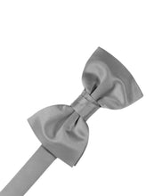 Load image into Gallery viewer, Cardi Pre-Tied Silver Luxury Satin Bow Tie