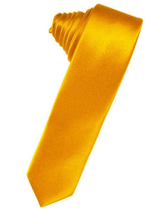 Cardi Self Tie Tangerine Luxury Satin Skinny Necktie