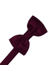 Load image into Gallery viewer, Cardi Pre-Tied Wine Luxury Satin Bow Tie