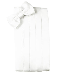 Cristoforo Cardi White Noble Silk Cummerbund & Bow Tie Set