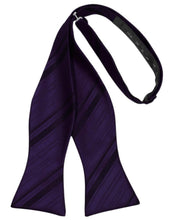 Load image into Gallery viewer, Cardi Self Tie Amethyst Striped Satin Bow Tie