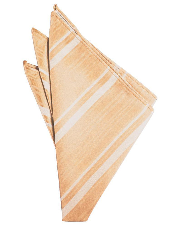 Cardi Apricot Striped Satin Pocket Square