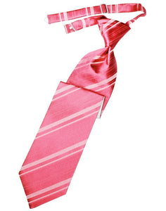 Cardi Pre-Tied Bubblegum Striped Satin Necktie