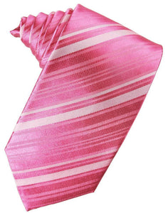 Cardi Self Tie Bubblegum Striped Satin Necktie