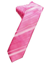 Load image into Gallery viewer, Cardi Self Tie Bubblegum Striped Satin Skinny Necktie