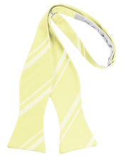 Load image into Gallery viewer, Cardi Self Tie Canary Striped Satin Bow Tie