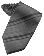 Load image into Gallery viewer, Cardi Self Tie Charcoal Striped Satin Necktie