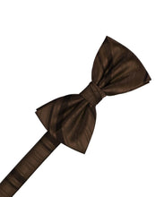 Load image into Gallery viewer, Cardi Pre-Tied Chocolate Striped Satin Bow Tie
