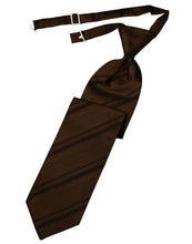 Load image into Gallery viewer, Cardi Pre-Tied Chocolate Striped Satin Necktie