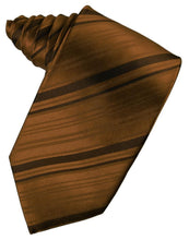 Load image into Gallery viewer, Cardi Self Tie Cognac Striped Satin Necktie