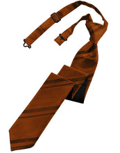 Load image into Gallery viewer, Cardi Pre-Tied Cognac Striped Satin Skinny Necktie
