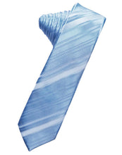 Load image into Gallery viewer, Cardi Self Tie Cornflower Striped Satin Skinny Necktie