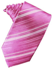 Load image into Gallery viewer, Cardi Self Tie Fuchsia Striped Satin Necktie