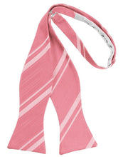 Load image into Gallery viewer, Cardi Self Tie Guava Striped Satin Bow Tie