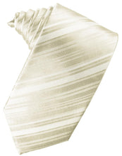 Load image into Gallery viewer, Cardi Self Tie Ivory Striped Satin Necktie