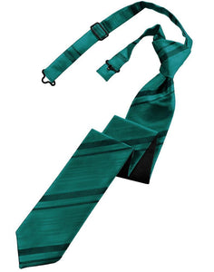 Cardi Pre-Tied Jade Striped Satin Skinny Necktie