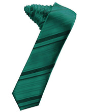 Load image into Gallery viewer, Cardi Self Tie Jade Striped Satin Skinny Necktie