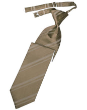 Load image into Gallery viewer, Cardi Pre-Tied Latte Striped Satin Necktie