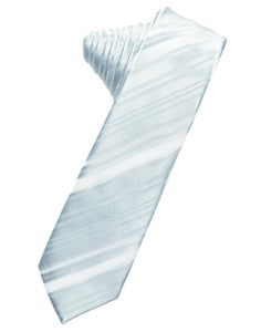 Cardi Self Tie Light Blue Striped Satin Skinny Necktie